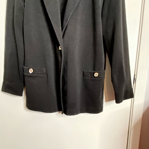 Women Black Light Jersey Blazer with Button Detail stretch Fabric Size Large - Picture 8 of 13